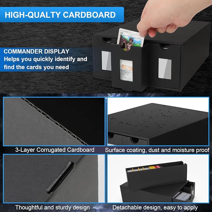 Trading Card Storage Box for 21000+, Card Deck Box for MTG Commander Display, Card Organizer Box with 72 Card Dividers, Labels & Tapes, Compatible with TCG, PTCG, MTG and Sport Cards - Image 5