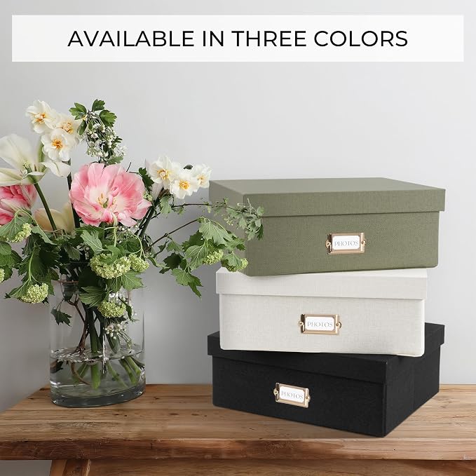 ZICOTO Decorative Photo Storage Box - Sturdy Linen Photo Organizer with Dividers is Perfect to Store up to 1700 Pictures and 4x6 Photos - Portable Scrapbook Storage Containers with Lid - Image 8