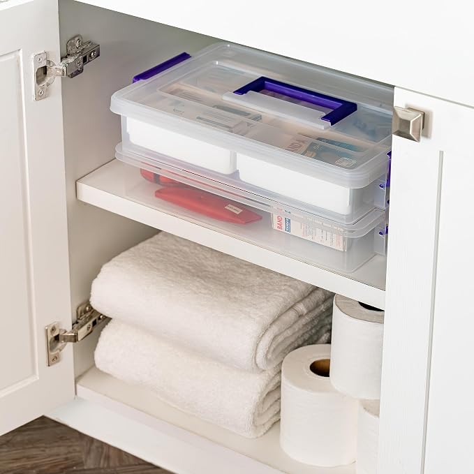 IRIS USA Storage Bins with Lids |Made in USA| 9 Qt - (1-Pack) - Clear | Built-In Handle Tote / 4 Removable Organization Trays / Plastic Containers for Crafts & Art Supplies / Interlocking Latches - Image 8