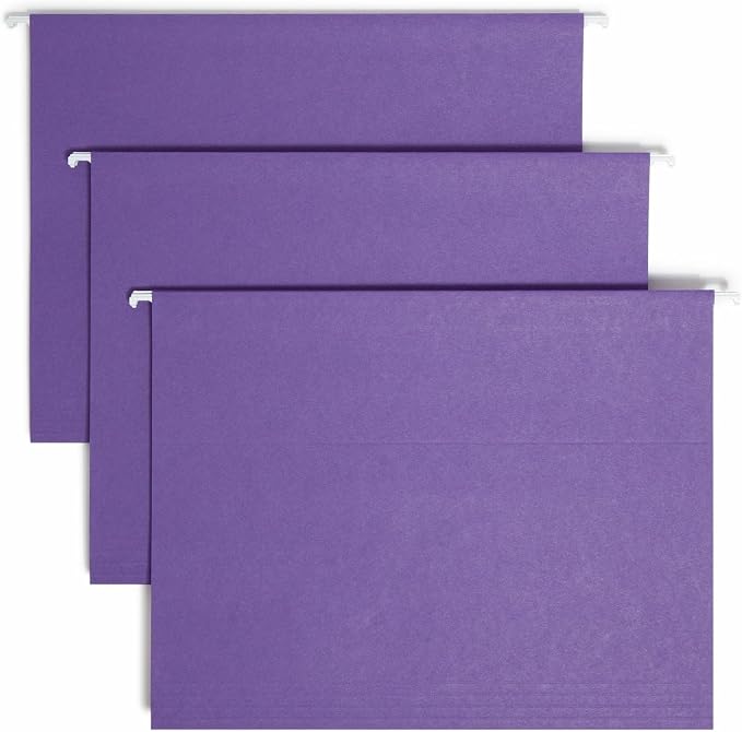 Smead Colored Hanging File Folder with Tab, 1/5-Cut Adjustable Tab, Letter Size, Purple, 25 per Box (64072) (Pack of 1) - Image 5