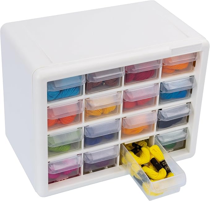 Akro-Mils 16-Drawer Plastic Storage Cabinet, 10.5"W x 6.5"D x 8.5"H, White | Plastic Cabinet w/ Drawers for Garage Organization, Beads, Makeup Organizer, Building Bricks Storage, Teacher Toolbox, 10116 - Image 7