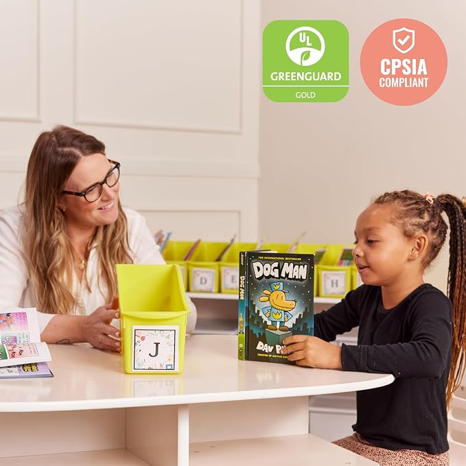 ECR4Kids Linking Plastic Storage Book Bin, Multipurpose Organization, Neon Yellow, 10-Piece - Image 6