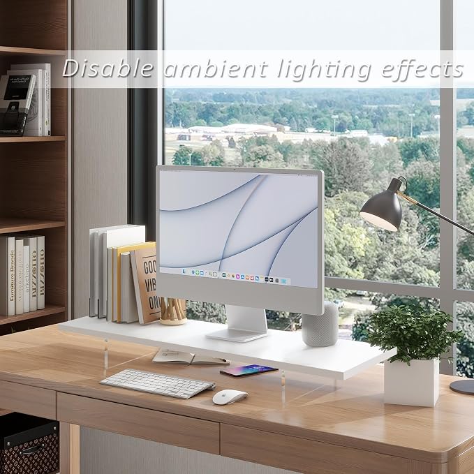 Monitor Stand Riser,Wood & Acrylic Computer Monitor Stand with LED Light,Desk Accessories Desktop Organizer Stand for Computer,Laptop,Printer,PC & TV Screen Riser - Image 4