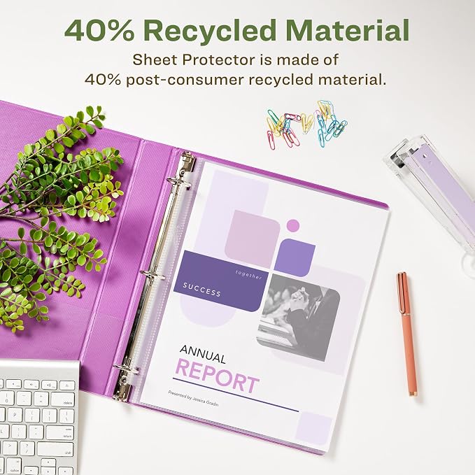 Avery EcoFriendly Recycled Economy Sheet Protectors, Semi-Clear, Top Load, 100 Document Protectors (75537) (Pack of 5) - Image 3