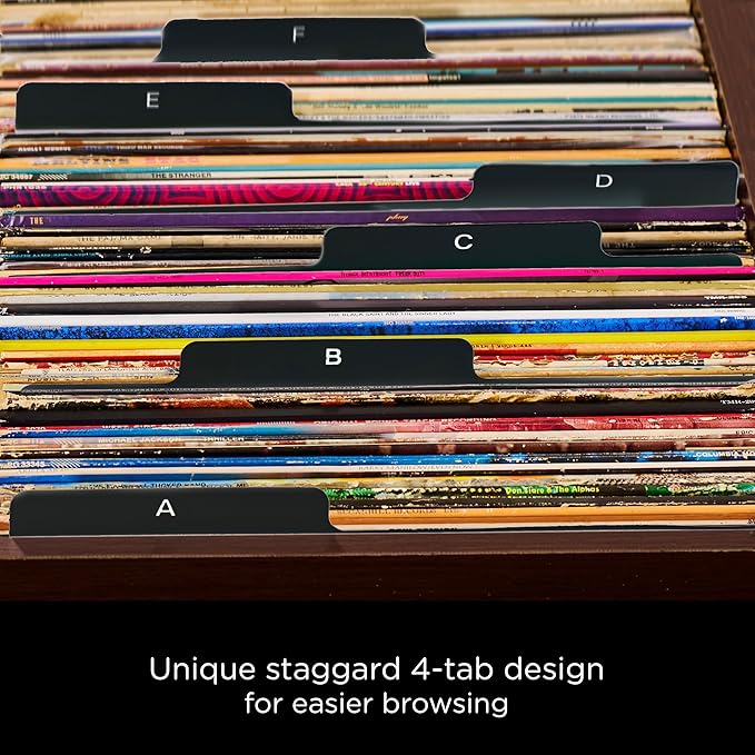 Carstens Records Heavy Duty Vinyl Album Dividers A-Z | 12" Organizers with Tabs | Pack of 26 Black | Made in The USA | for Top Browsing - Image 3