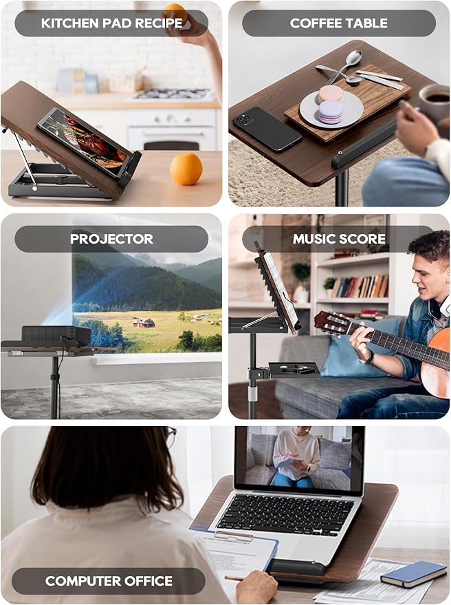 2 in 1 Adjustable Book Stand - Dual-Use Floor and Desktop Book Holder Stand, Height Adjustable 23.5-52 in, Elastic Page Clips for Music Sheet, Recipe, Tablet, Laptop-Black - Image 7