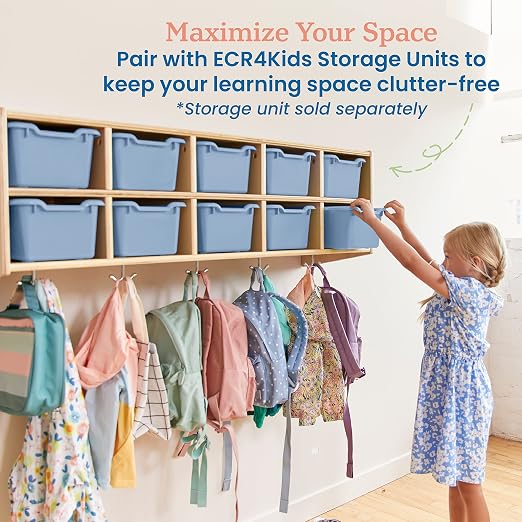 ECR4Kids Scoop Front Storage Bins, Multipurpose Organization, Powder Blue, 10-Piece - Image 5