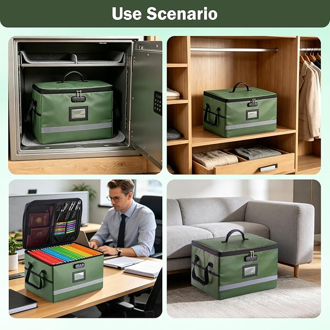 EXLIFBAG File Organizer, Fireproof File Box with Lids, Important Document Organizer Box with Lock, Portable File Folder Organizer with Handle - Image 7