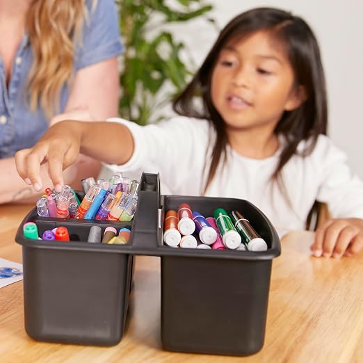 ECR4Kids 3-Compartment Small Plastic Caddy, Multipurpose Organization, Black, 6-Pack - Image 8