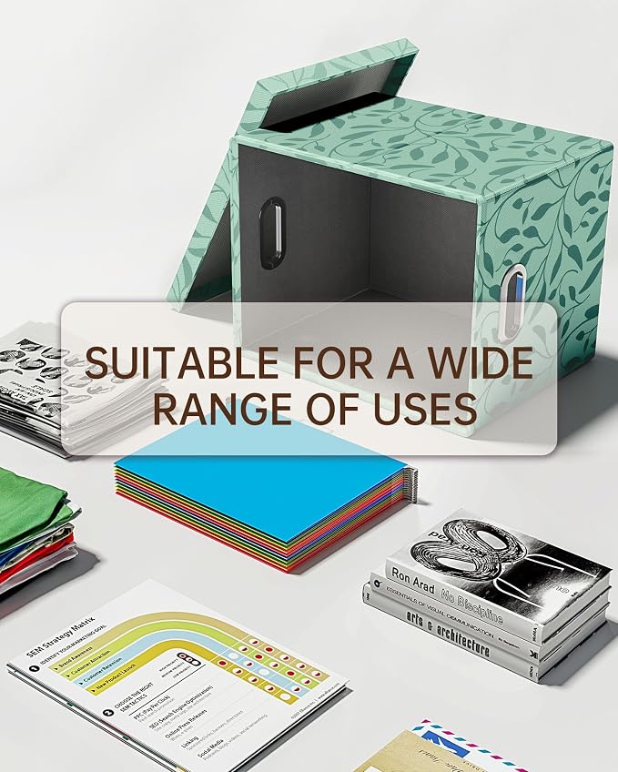 File Organizer with Lid, File Box, File Cabinet for Letter File Folder Storage, Hanging File Organizer for Office/Decor/Home,Document Organizer, 1 Pack,Leaf Green-Box Only - Image 7