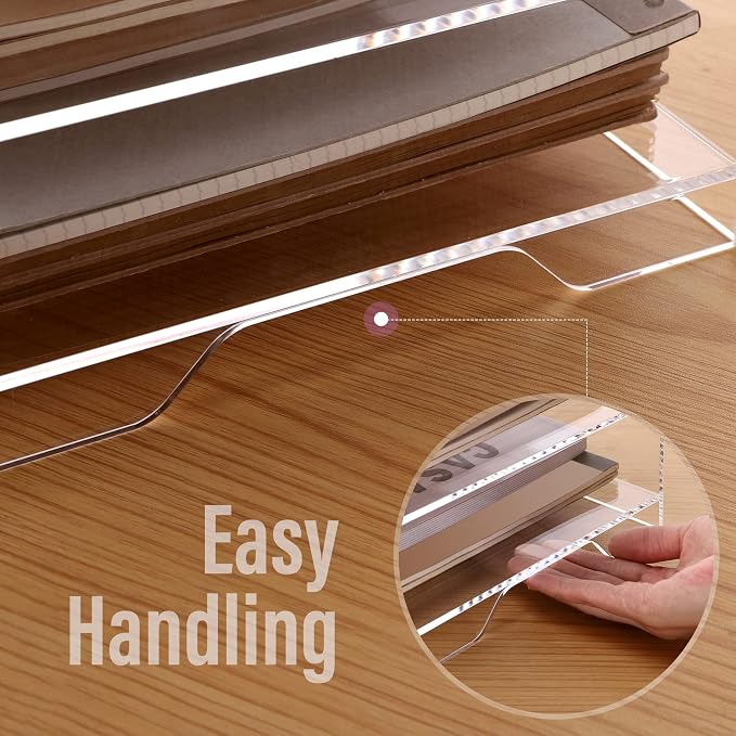 SANRUI Acrylic Paper Organizer Letter Tray for Desk, 5 Tier Enlarged File Sorter,Clear File Holder Desktop Shelf Document Storage for School Office Home - Image 3