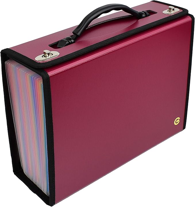 CNK Accordion File Folders with 24 Pockets Organizer for Document Paper Storage Folder Documents Expanding Binder Folio Pocket Receipt Filing Expandable Files Dividers Labels Letter Durable Handle by CNK