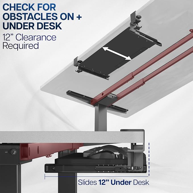 VIVO Small Keyboard Tray, Under Desk Pull Out with Extra Sturdy C Clamp Mount System, 20 Inches (26 Inches Including The Clamps) x 11 Inches Slide-Out Platform Computer Drawer for Typing, Black, | Keyboard Tray for Typing, Slide Out Platform, Extra Stu... - Image 9