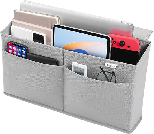 Desk Side Hanging Organizer, Adhesive Storage Bag with Pockets for Magazine Ipad Notebook, for End Tables Home Office Desks Computer Workstations Dressing Table, Grey by Joyytuu
