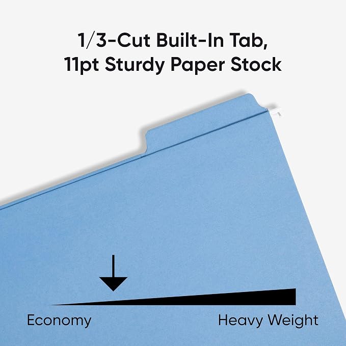 Smead FasTab Hanging File Folders, 20 Count, Blue, 1/3-Cut Built-in Tabs, Letter Size (64099) - Image 4