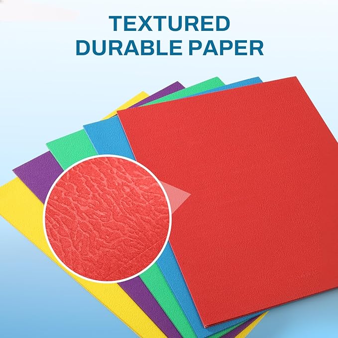 SUNEE Folders with Pockets(125 Pack, Assorted Colors), 2 Pocket Folders Fit Letter Size Paper, Paper File Folder for School Office Home Bussiness - Image 3