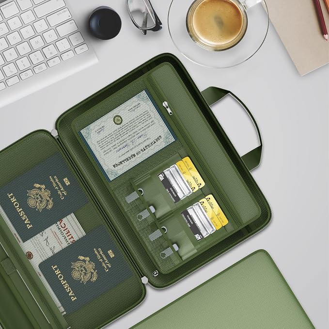 Tamfile Fireproof File Organizer with Lock,Hard Case Fireproof Document Box | 13 Colour Pockets Accordion File Folder, Office Home Important Document Organizer for Letter A4 Files Laptop Passports,Green - Image 5