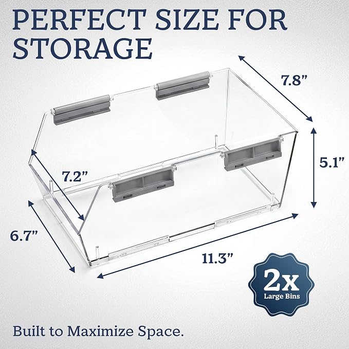 HOMESTEAD Set of 2 Large Stackable Storage Bins, Clear Plastic Organizer Bins, Open Front Design for Kitchen Pantry, Fridge, Cabinet, Bathroom and Cabinet Organization - Image 3