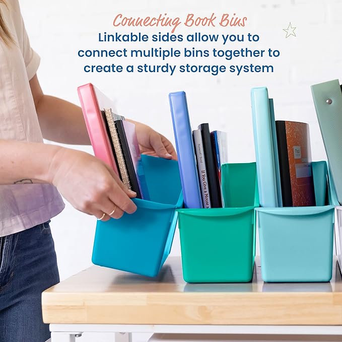 ECR4Kids Linking Plastic Storage Book Bin, Multipurpose Organization, Contemporary, 10-Piece - Image 3