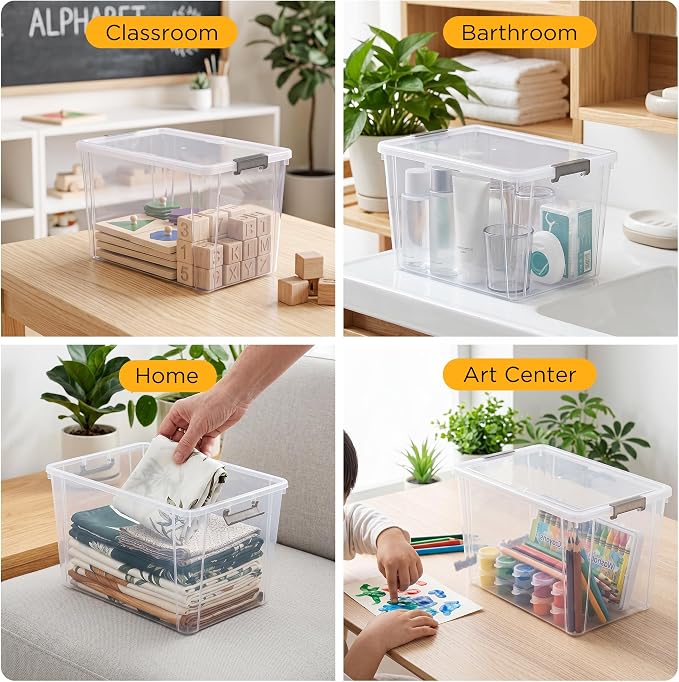 Citylife 6Packs 7.8Qt Plastic Storage Bins with Lids, Clear Organizer | Stackable totes Containers for Craft Supplies, Documents,Garage,Toys,Office and Classroom - Image 8