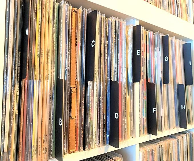 A to Z Record Dividers (DIY Kit Do it Yourself Kits) Vertical Tab Professional Black Index 12-inch 33 LPs Vinyl Album Organizers/Organization A-Z Alphabet Alphabetize Alphabetical Cards Show Shop by capcollectibles