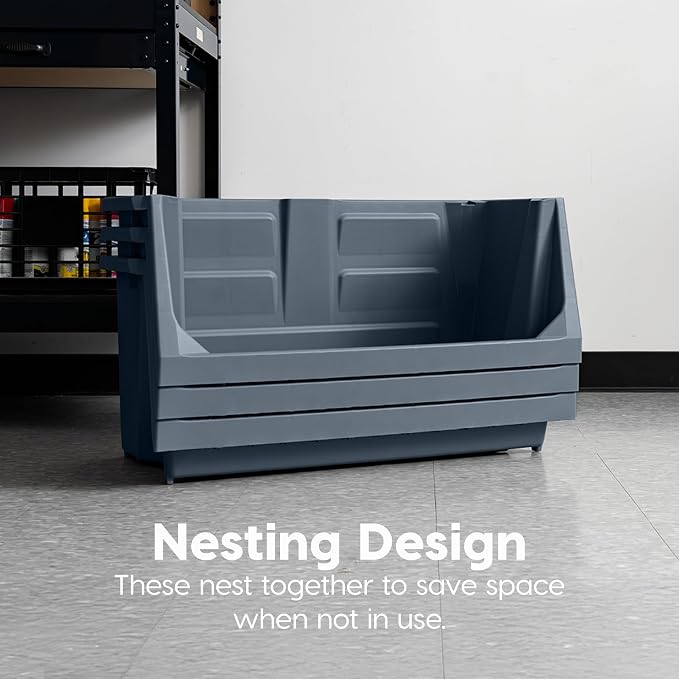 IRIS USA Jumbo Open Front Storage Bin, Gray | Organize tools, hardware, sporting goods, and household items with durable construction and space-saving vertical storage - Image 6
