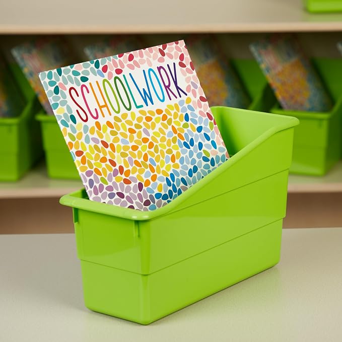 Really Good Stuff Durable Book & Binder Holders, 12-Pack, Green Neon | 5.5" x 12.5" x 7.5", Classroom Organization, Storage Solution, Sturdy & Versatile - Image 7