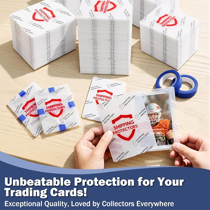 1000-Pack Trading Card Shipping Protectors 3.5'' x 4.5'' with 8 Rolls of Tape Heavy Duty Corrugated Sheet for Safe Shipping, Precut Card Mailers for Sports, MTG, and Collectible Cards (White) - Image 6
