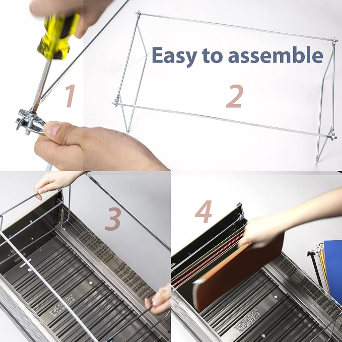 Officemate Hanging File Frame, Letter Size (Fits 24″–27″), Adjustable Heavy-Duty Steel File Drawer Organizer for Desks, Cabinets & Shelves, Set of 6 (98620) - Image 7