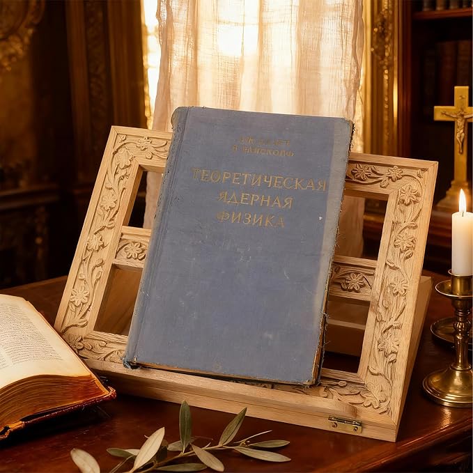 DoubleFill Adjustable Wooden Bible Stand Carved Bible Holder Missal Stand Book Display for Reading Folding Religious Prayer Wooden Holy Book Holder 12.99 x 10.04 Inches (Light Brown) - Image 5