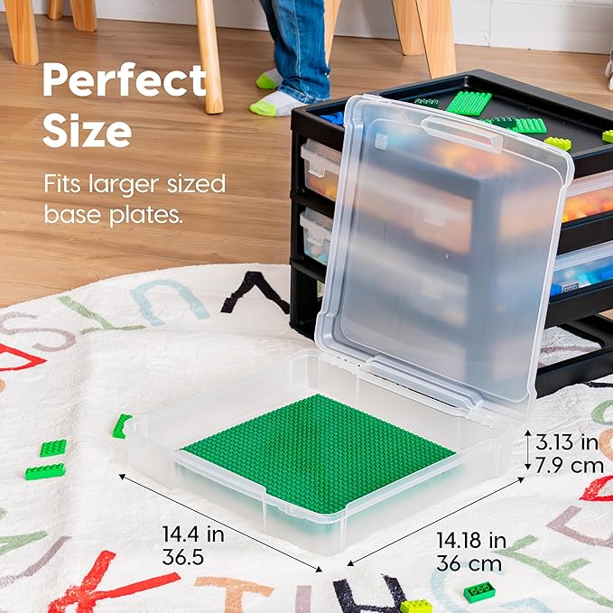 IRIS USA Desk Organizer |Made in USA| 3-Tier Cases - Black/Clear | Fits 12"x12" Paper, Built-In Handles, Storage Unit with Supply Top for Craft, Art, Office Supplies, Pens & Pencils - Image 5