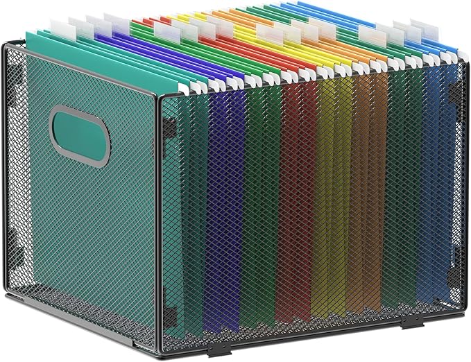 samstar Hanging File Organizer, Mesh File Folder Organizer File Crate File Cabinet Inserts Storage Box, Letter Size by Samstar
