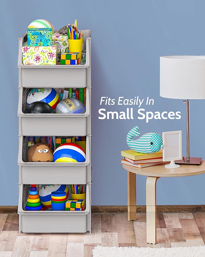 TidyFriend Stackable Storage Bins for Pantry - 8 Pack Stackable Bins for Organizing Food, Kitchen, and Bathroom Essentials (Light Grey) | Sturdy Plastic, Easy Stacking, Open Front Access, Ventilated Sides, Vertical & Space Saving Pantry Organizers and ... - Image 5