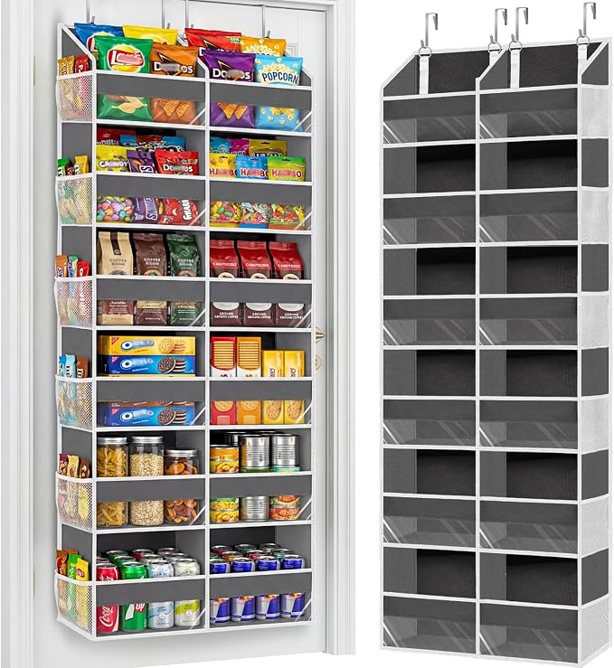 Over the Door Organizer 6 Tiers, Extra Large Behind Door Storage of 12 Compartments, 80 lbs Weight Capacity Hanging Storage Organizer with Clear Window Kids Toys, Shoes, Diapers, Room storage by Ofiray-home