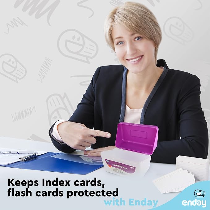 Enday Index Card Box Purple 3x5 Index Card Holder, Index Card Organizer, Flash Card Holder, Holds 250 Cards. - Image 6
