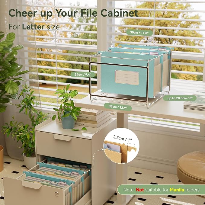 EcoStash Wheat Straw Expanding Hanging File Folders,1.2" Accordion Pockets File Organizer, Large Capacity,Letter Size for Filing Cabinet,100% BPA Free, Return to Nature, Healthy Living-Sky Blue | Large Capacity File Organizer,Letter Size for Filing Cab... - Image 2