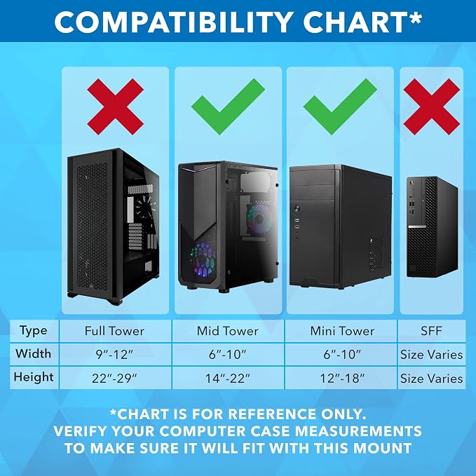 Mount-It! CPU Under Desk Mount Bracket - Computer Tower Wall and Under Counter Holder, 360 Degree Swivel Adjustable Height and Width Wall-Mountable - Image 5