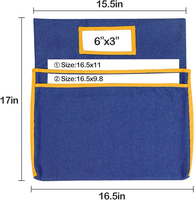 16PCS Chairback Buddy Pockets Chart with 2 Heavy Duty Storage Pocket,School Supplies Chair Back,Standard Denim Storage Organizer for Classroom Chair (Yellow) - Image 5