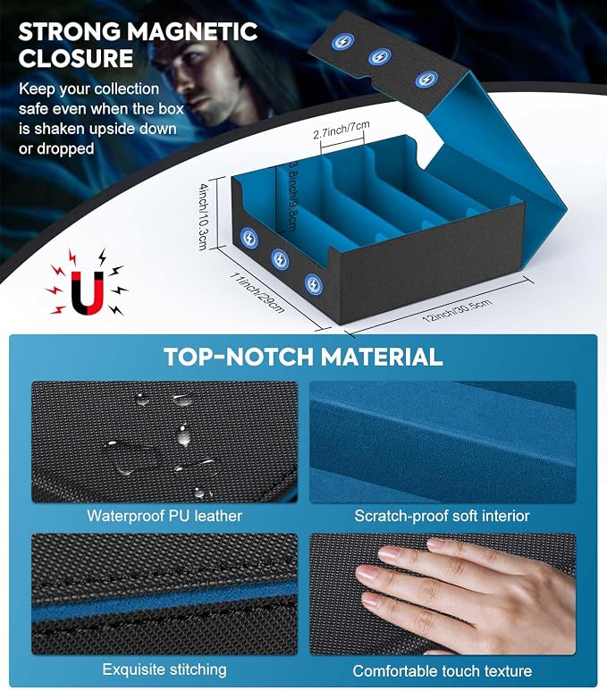 MoKo Trading Card Storage Box for MTG, 3000+ Card Organizer, Cyan | MTG Deck Box, w/ 24 Colorful Dividers & 4 Card Supporters, MTG Card Storage for Magic Game, TCG, PTG Baseball and Sport Cards - Image 6