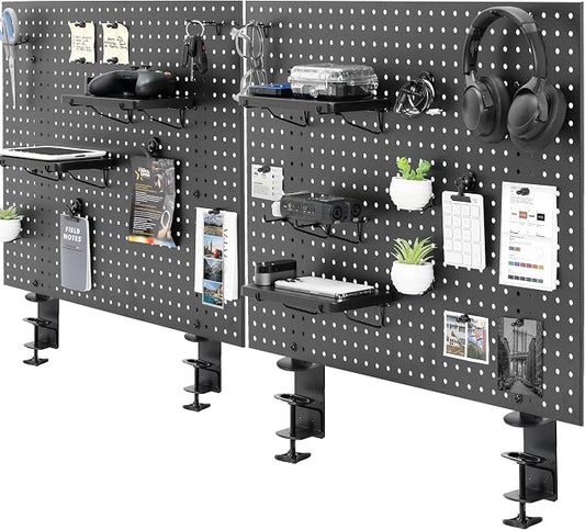 VIVO Black Clamp-on 60 x 24 inch Desk Pegboard, PP-DK30B-2 | Steel Privacy Panel, Magnetic Peg Board, Office Accessory Organizer, Above or Under Desk Placement by Unknown