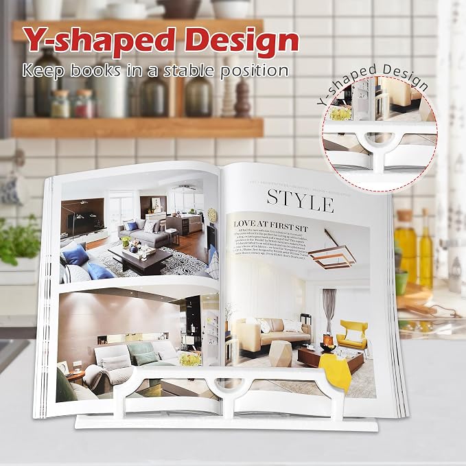 Elegant Cookbook Stand Cast Iron, Kitchen Decorative Metal Recipe Book Holder for Bible, Prayer Book Stand, Magazine, Textbooks, Vintage Cookbook Stand for Kitchen Counter, White - Image 6