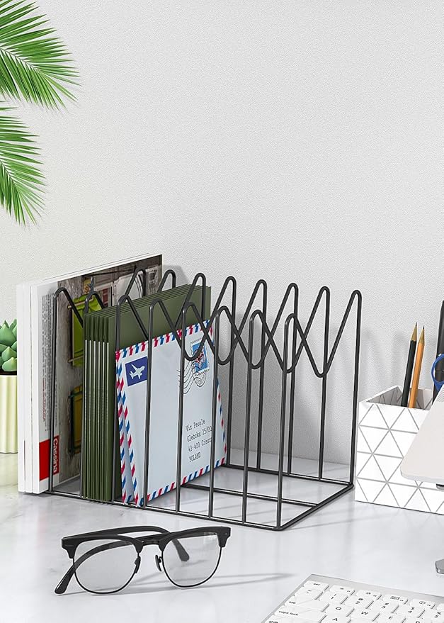 2 Sets File Organizer for Desk,File Sorter Organizer,File Folder Holder/Rack/Stand,Desktop Record/Clipboard Holder,8 Sections Storage,Anti-Scratch/Rusty,Metal Stable Holder,Black - Image 7
