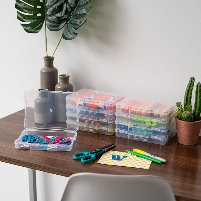 IRIS USA Photo Storage Cases |Made in USA| Fits 5"x7", (10-Pack) - Clear | Picture Box Containers for Tasks, Stickers, Ephemera, & Flashcards Organization - Image 7