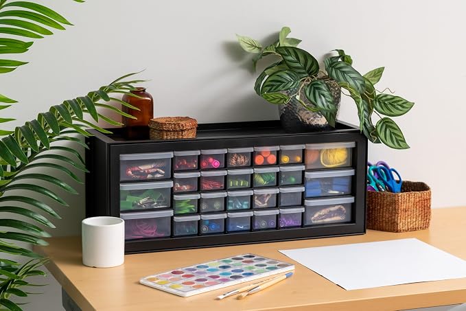 IRIS USA 26-Drawer Teacher Toolbox, 2 Pack, Craft Storage Drawers, Black | Wall mountable, Stackable, Building Bricks, Stickers, Crayons, Markers, Beads Organizer - Image 10