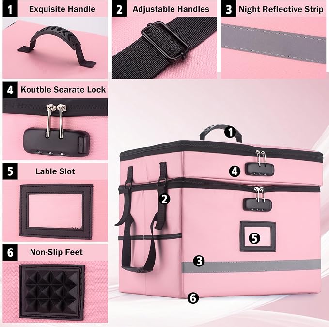 EXLIFBAG 2 Layer File Box with Lock, Portable Document Organizer Box with Handle, Fireproof File Box for Home Office, Legal File Organizer Storage - Image 2