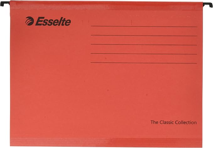 Esselte Classic Reinforced Suspension File, A4, Pack of 25, Tabs Included - Red by Unknown