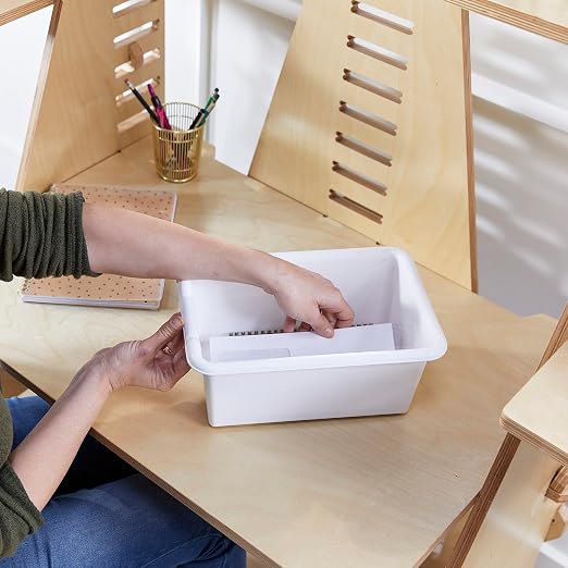 ECR4Kids Scoop Front Storage Bins, Multipurpose Organization, White, 10-Piece - Image 8