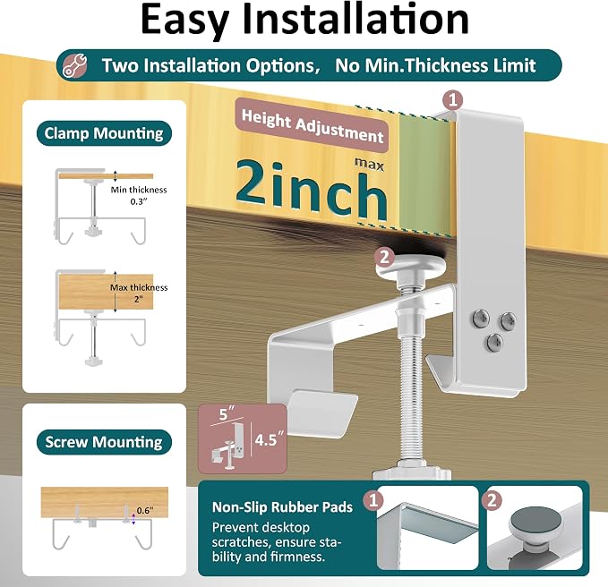 Extra Large 48" Under Desk Cable Management Tray for Standing Desk, No Drill Clamp On Wire Hider, Heavy Duty Anti-Sag Cord Organizer, Cable Tray for Studio & Dual Monitors (Beige, 47.8") - Image 3