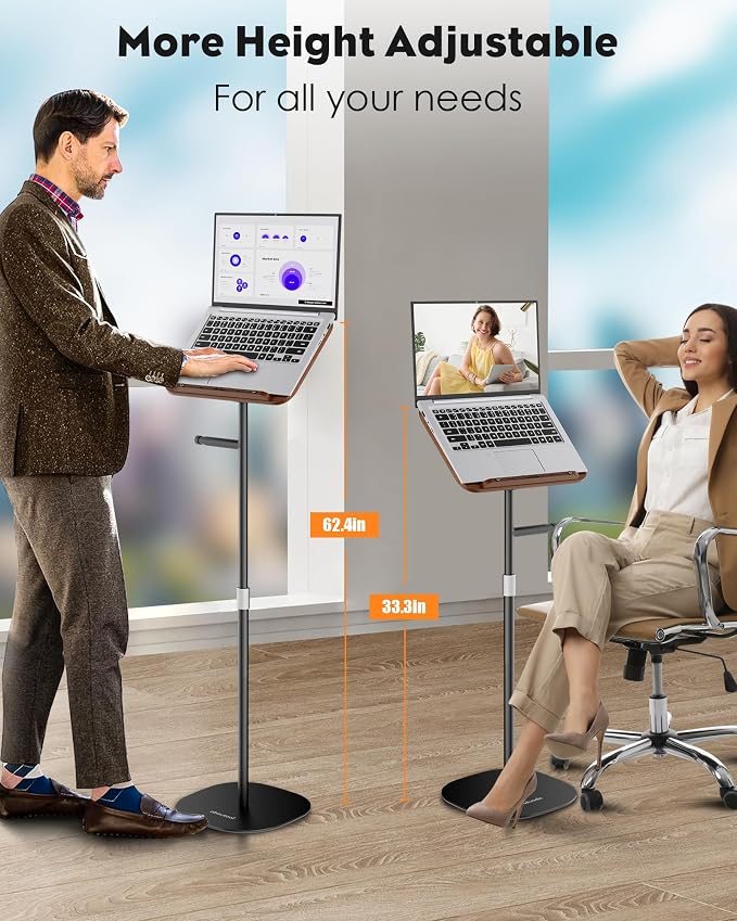 aboutool 2 in 1 Dual-use Floor Book Stand & Desktop Book Stand,Height Adjustable from 33-63in, Adjustable Book Holder with Elastic Page Clips for Music Scores, Recipe, Tablet, Laptop - Image 5