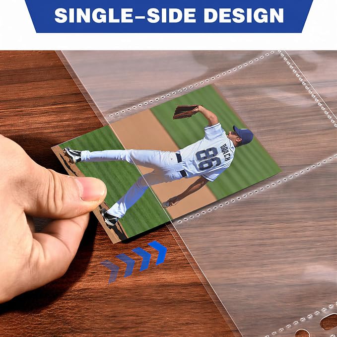 200 Pack 9 Pocket Card Sleeves Binder Sheets, Holds 3600 Cards, Trading Card Sleeves for 3 Ring Binder, Protective Pages Sheets for Baseball, Football, Business, Game Cards - Image 2